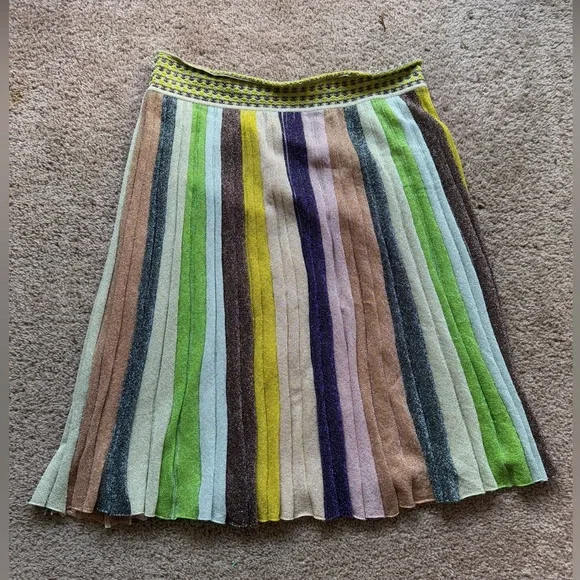 missoni glittery multicolor stripe midi skirt 48 XL a line flowy colorful fun - Picture 3 of 15